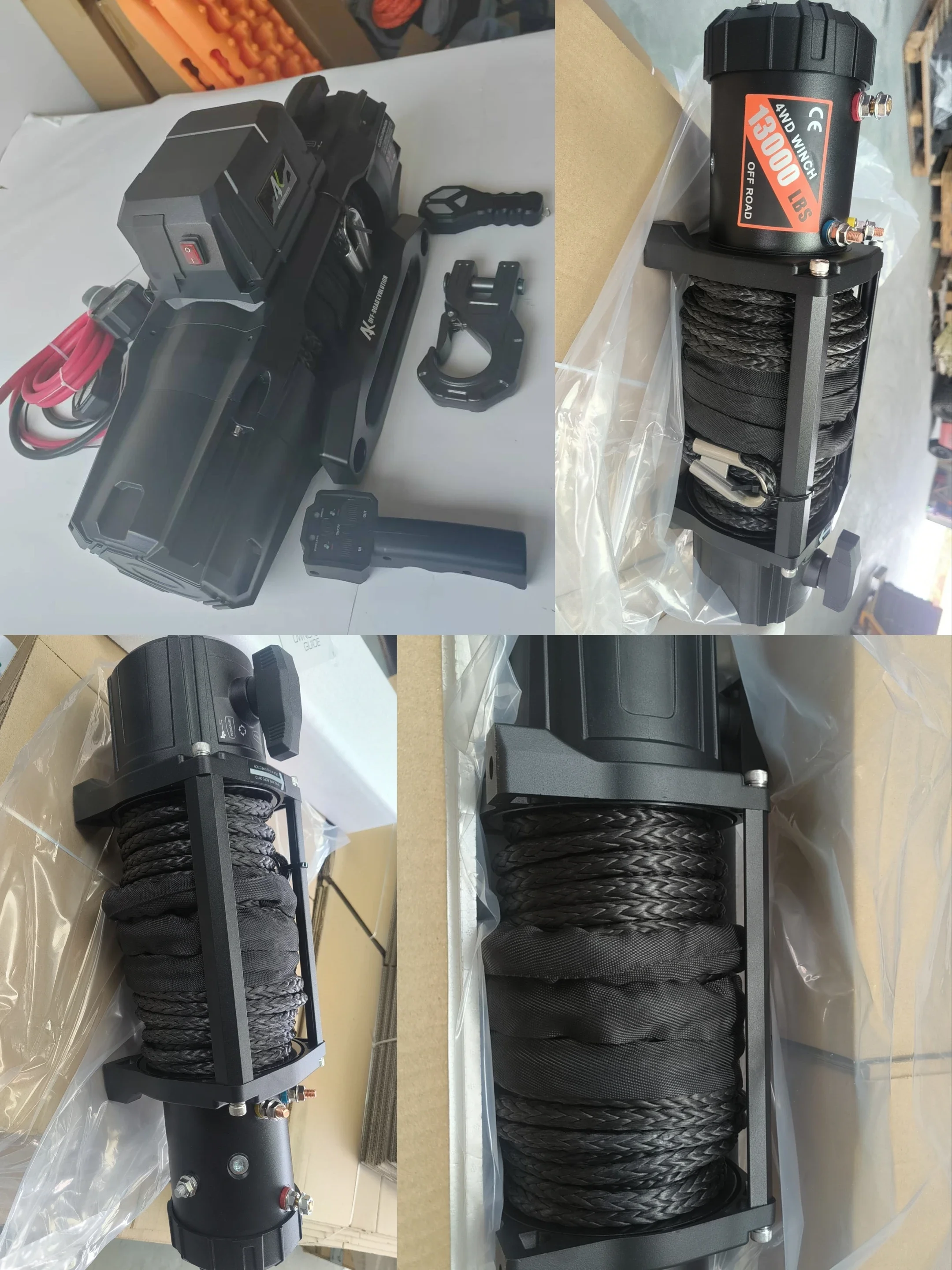 13500LBS car electric winch 24v 12V synthetic winch rope mounted electric Off road self rescue modification Towing