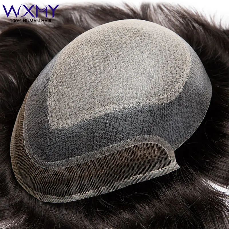 Diamond Lace In Center Thin Skin Around French Lace In The Front Toupee Men Male Hair Prosthesis Natural Human Hair Wig For Men