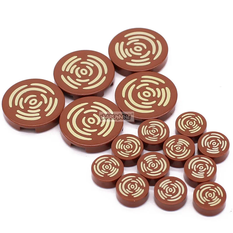 Marumine Blocks Wooden 100PCS Tile Round 2x2 Tree Stump Wood Grain MOC Building Bricks Part Assembly Compatible 14769pb196 98138 3
