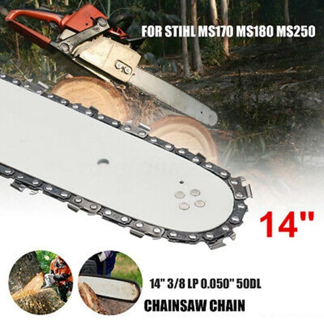 Cadena de sierra para motosierra STIHL, piezas de motosierra para corte de  madera, molino, 14 , 3/8 LP, 50DL, MS170, MS180, MS250 - AliExpress