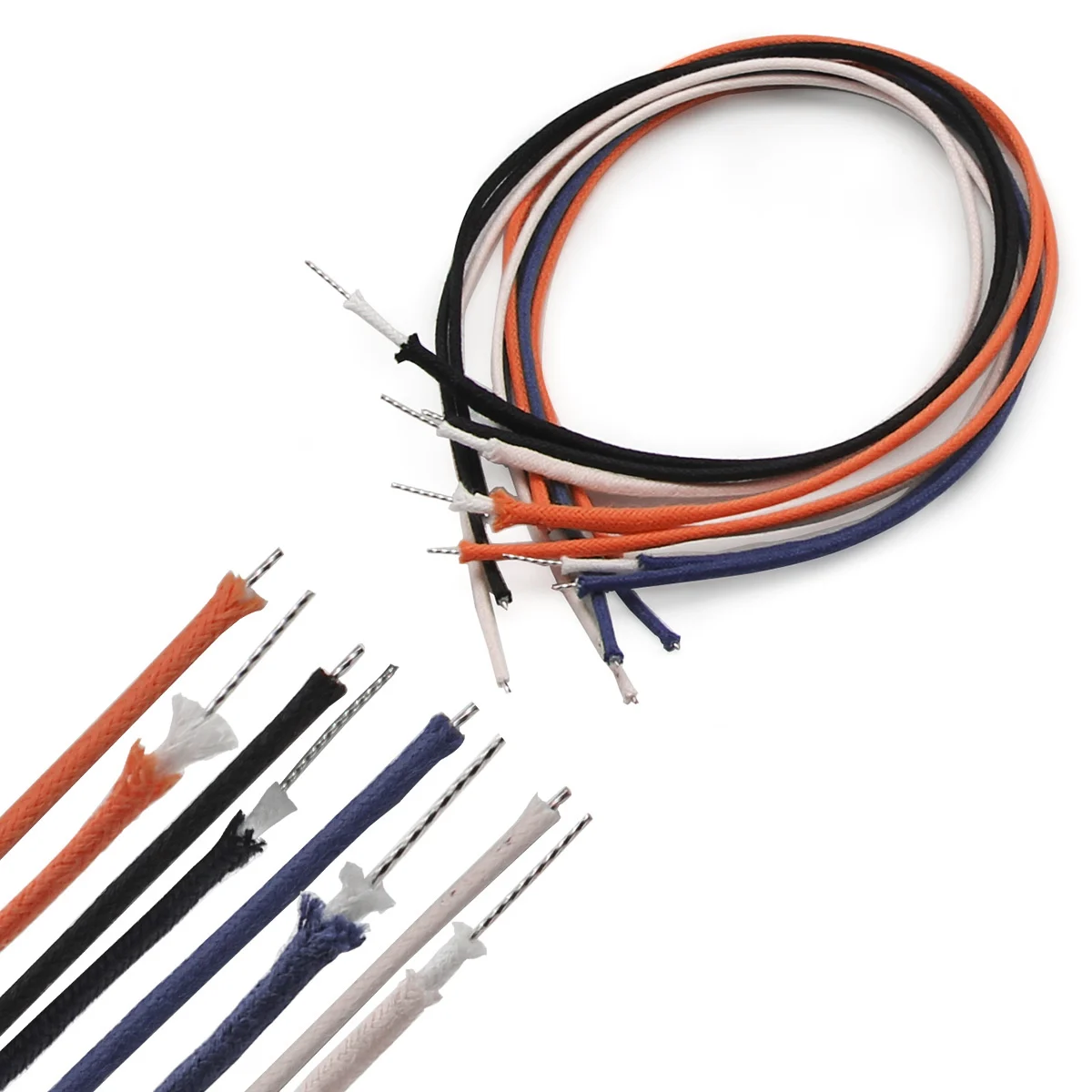 New8PCSVintageTincopperGuitarPushBackBraidedCottonCableWire