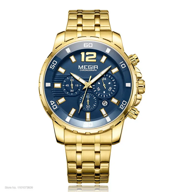 Luxury Military Sport Chronograph Waterproof Men's Wristwatch with Mesh Strap