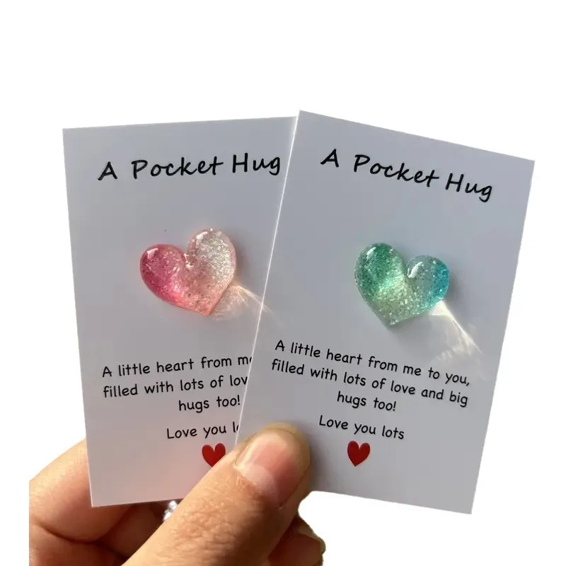Cute little heart pocket hug decorated pocket hug with encouragement card special birthday wedding party Valentine's
