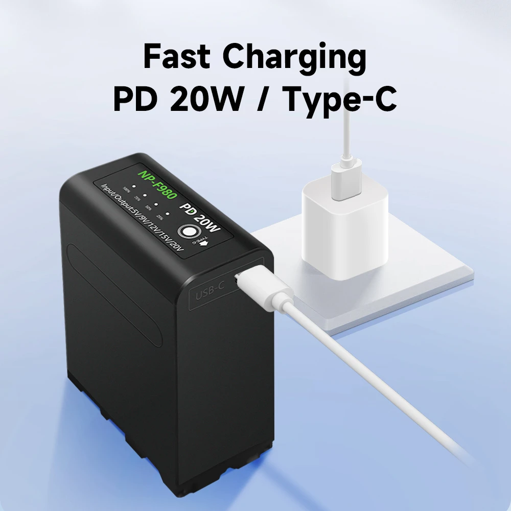 Batteria Palo Np-F960 Np-F970 Np-980 Con Indicatore Di Alimentazione A Led Batteria Di Carica Usb Per Sony Hvr-Hd1000 Hvr-Hd1000E Hvr-V1J