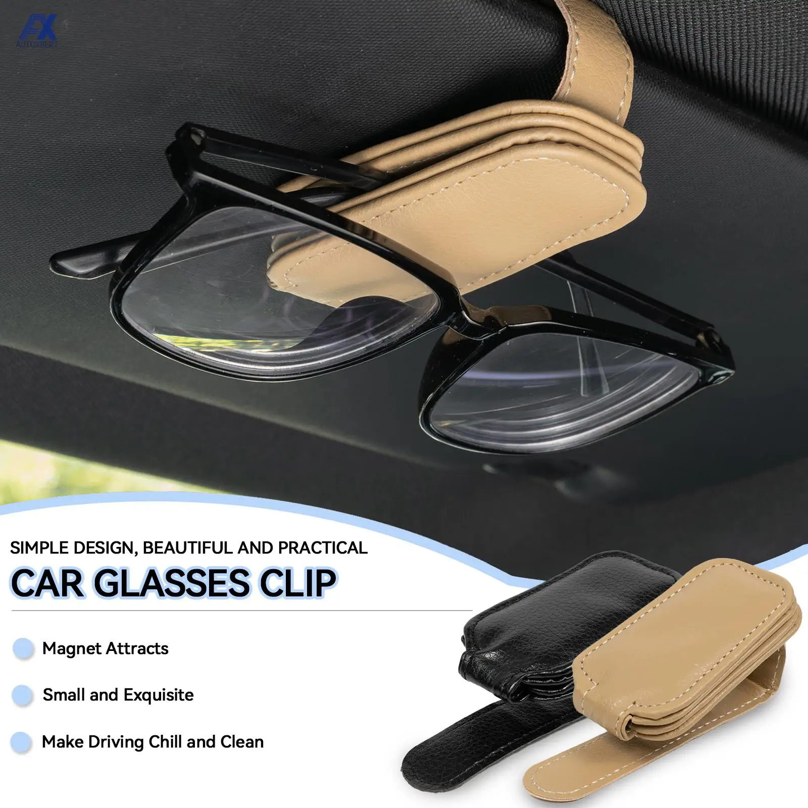 Car Glasses Holder Universal Sun Visor Clip Sunglasses Holder PU