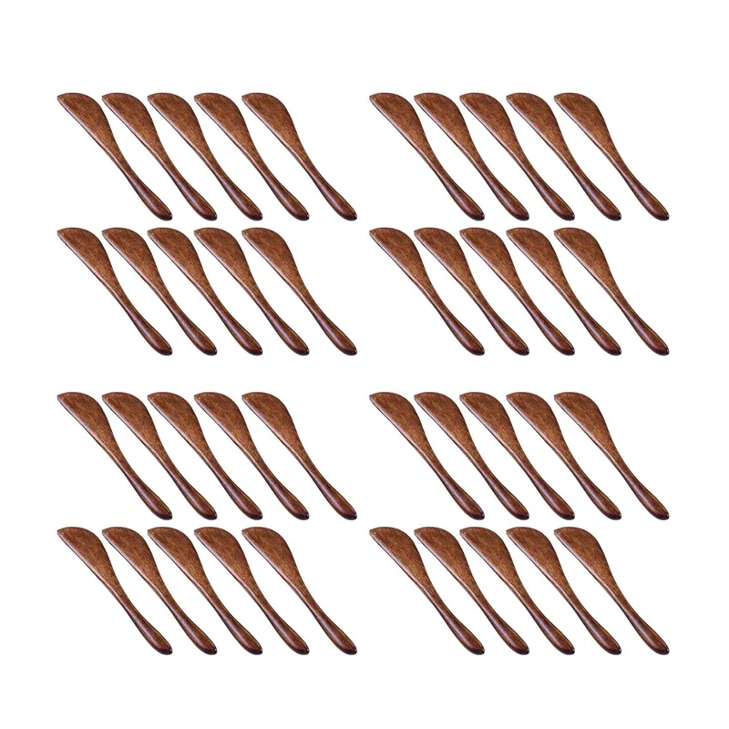 B76A 40 Pack Wooden Butter Knife, 6 Inch Condiment Knives Wood Super Handy Kitchen Utensils Jelly Spreader