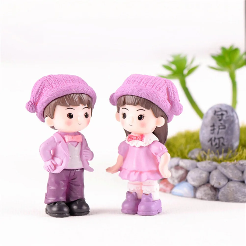 

1pc DIY Mini Couple with hat Couples Dolls Fairy Garden Miniatures Decor Dollhouse Action Figures Figurine Micro Landscape