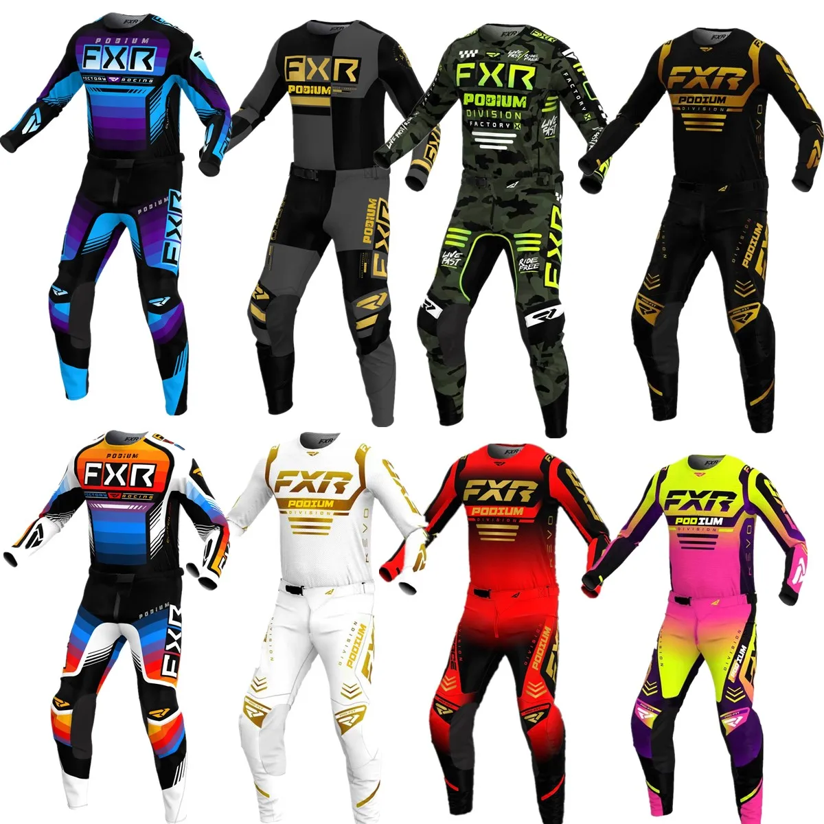 2023.08 Podium FXR Orange Yellow Jersey Print MX Gear Set