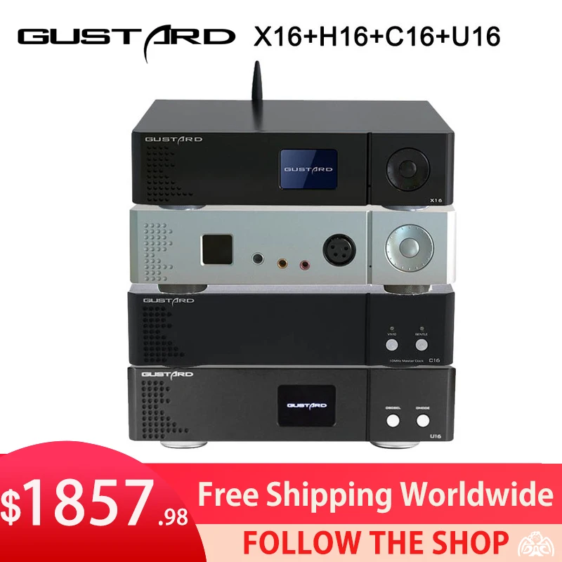 

GUSTARD DAC-X16 MQA Decoder + H16 Headphone Amplifier full decoding dual ES9068 Bluetooth 5.0 DSD512 XU216 USB IIS X16