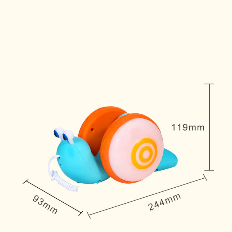 Children's Cute Rope Drag Snail Creative Toy Music Light Rope Pull Baby Toddler Toy 6