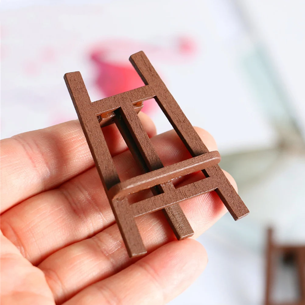 5PCS Small Desk Easels Mini Dollhouse Canvas Painting Holder Wooden Easels Tabletop Display Stand For Photo Chalkboard Signs