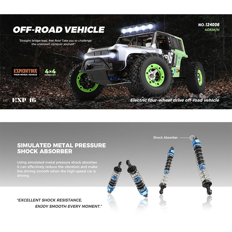 WLtoys 124006 1/12 RC Car off Road 4x4 Trucks With LED light 2.4G Hight Speed Professional Remote Control Climbing Cars For Kid 3
