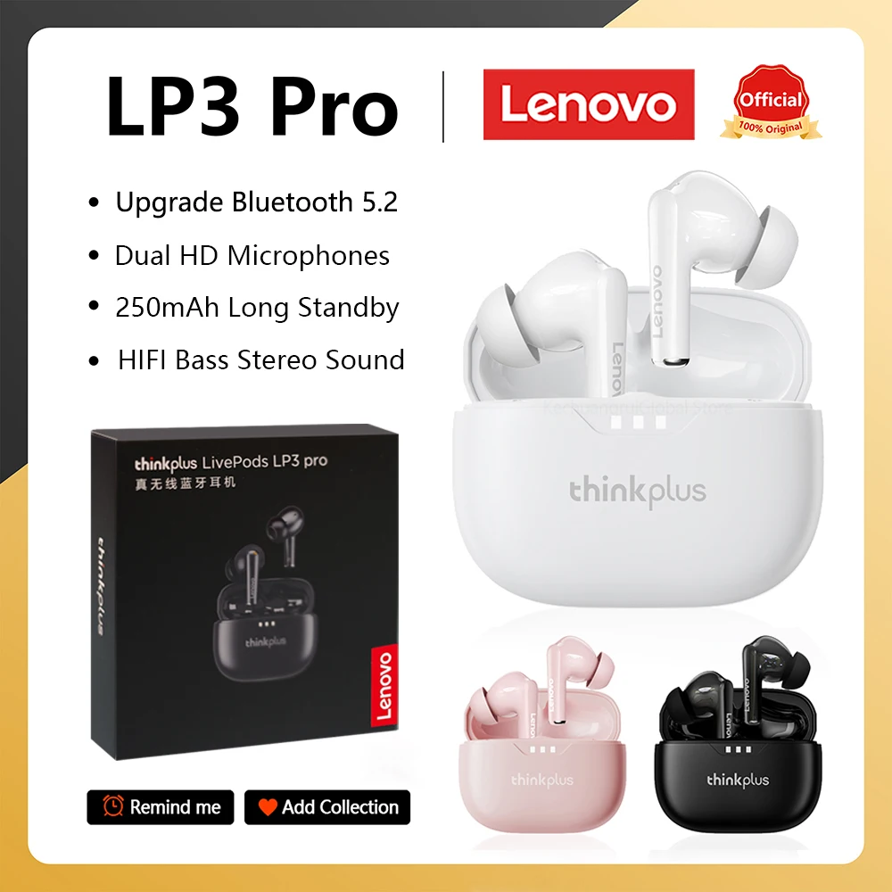 8.7€ 67% OFF|Original Lenovo Lp3 pro TWS Kopfhörer Drahtlose Bluetooth 5,2 Ohrhörer HIFI Sound Noise Reduktion HD Anruf Niedrigen Latenz Kopfhörer| | - AliExpress