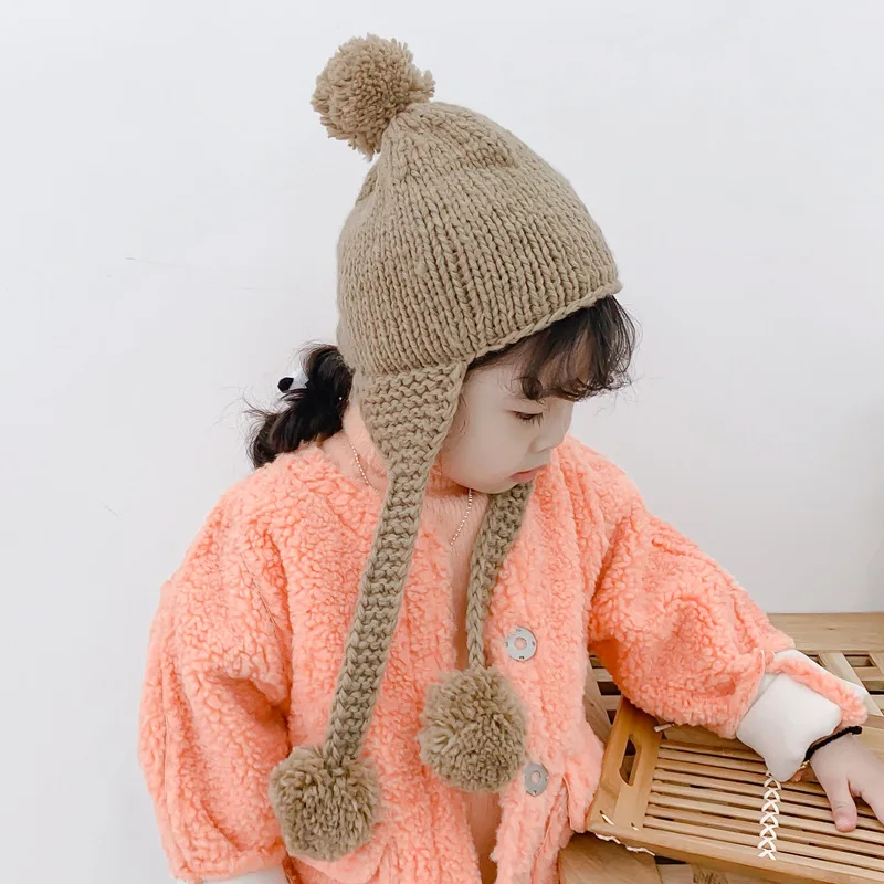 Knit Hat Baby Hat New Winter Baby Hat Pompom Cotton Knitted Baby Cap for Girls Boys Infant Bonnet Kids Cap Accessories 6 Colors