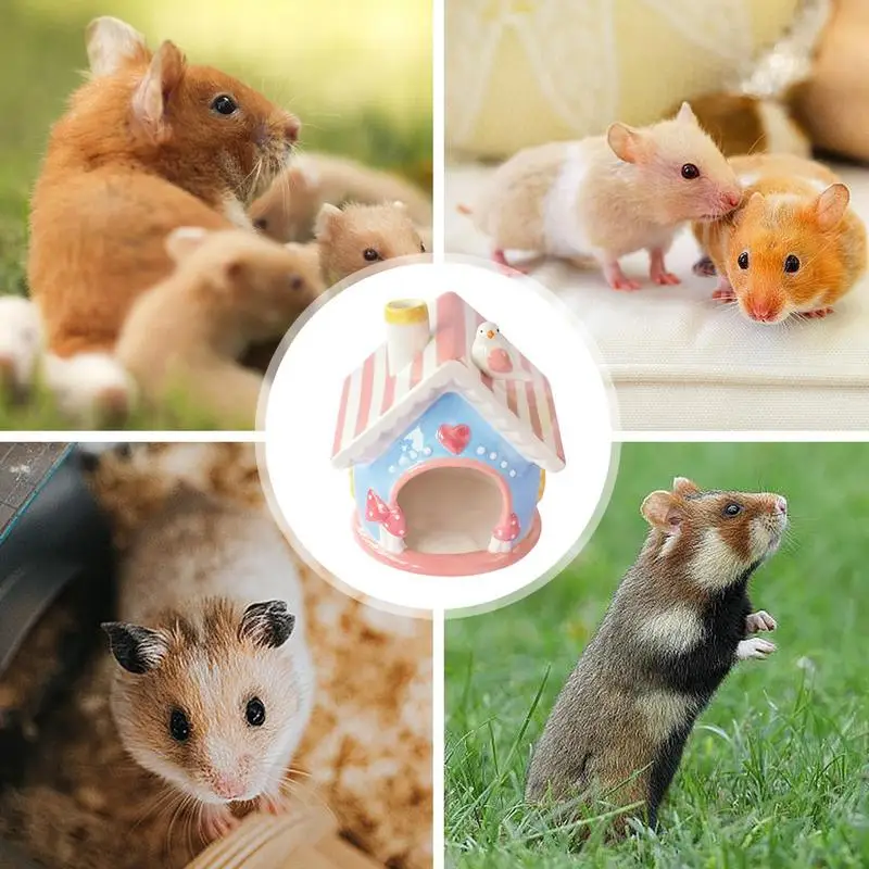 Gerbil House Cute Hamster Home Cool Beds Creative Chinchilla Hut Pet Cage Accessories Gerbil Houses And Hideouts Small Animal