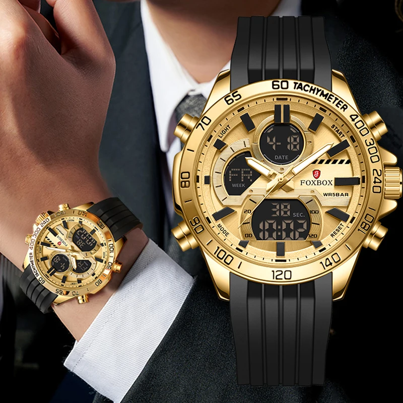 LIGE Luxury Dual  Display Men Wristwatches Luminous Sport Man Watch Waterproof Military Quartz Male Clock Relogio Masculino