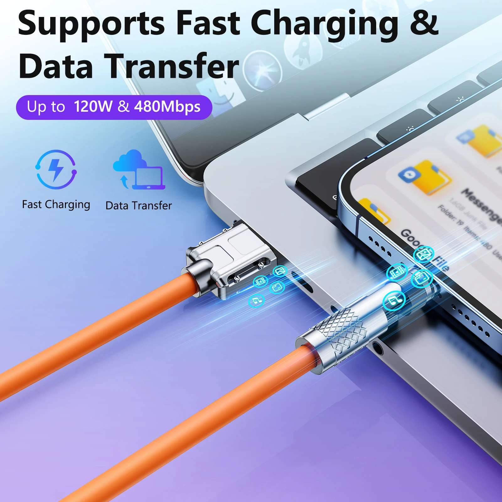 Eary Magnetic Charging Cable 540°Rotating 3 in 1  IPhone Charger 3A PD Fast Charging Cable for Type C Micro USB Universal Device