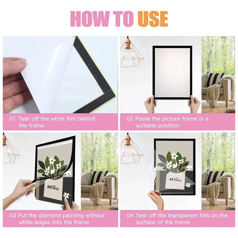 Picture Frame Self Adhesive Magnetic High Transparency Modern Rectangle  Wall Diamond Painting Photo Display Frame Home Supplies - AliExpress