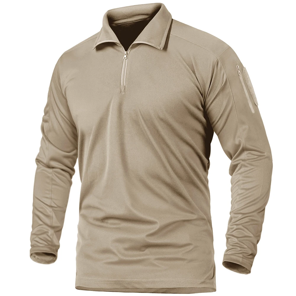 KEFITEVD Men's Tactical Long Sleeve Shirts 1/4 Zipper Collar Hunting