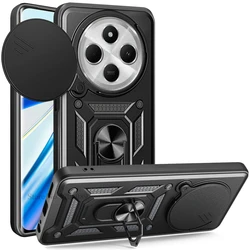 Armor Shockproof Slide Lens Protective Phone Case Cover - Redmi 14C (Black)