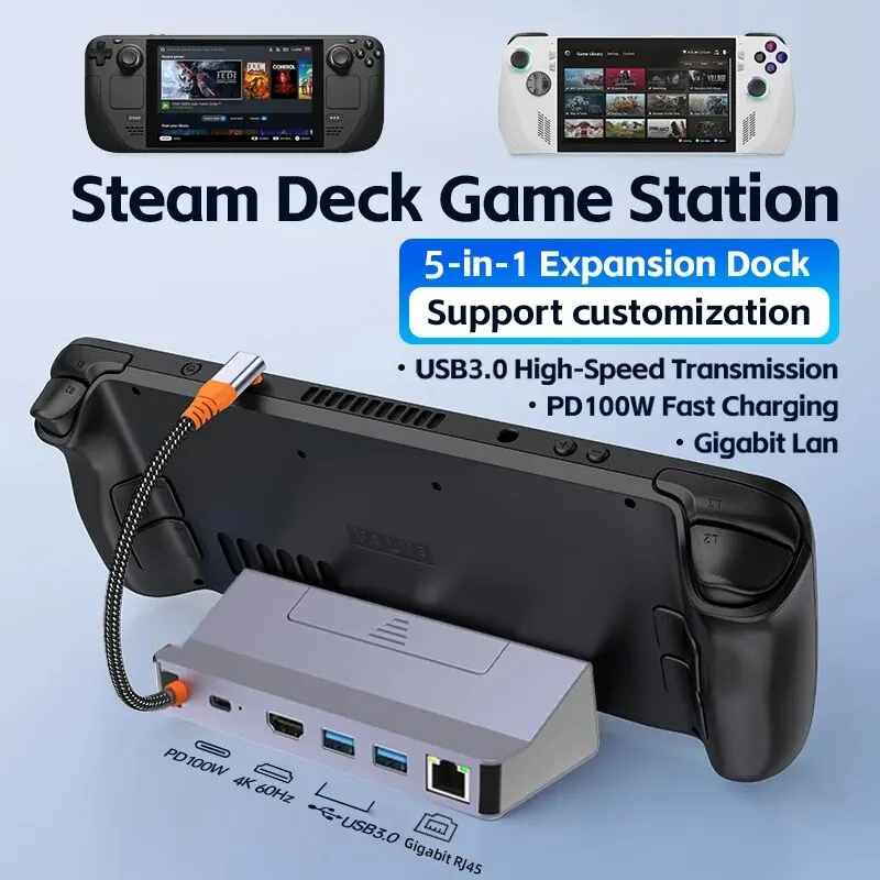 Typec Five in One Hub Docking Station Hdmi4K Supports PD Suitable for Computer Steam Switch with Network Cable Port