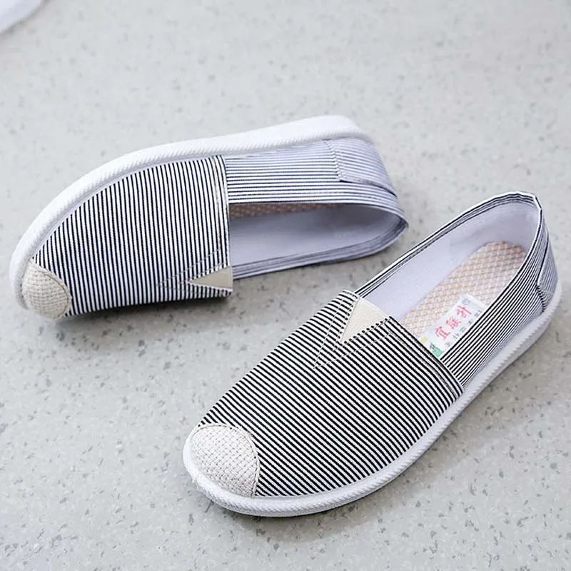 2022 Ladies Casual Comfort Bohemian Slip On Lazy Shoes Female Womens Flat Slip On Canvas Summer Strap Loafers Straw Espadrilles flat ballet shoes elegant