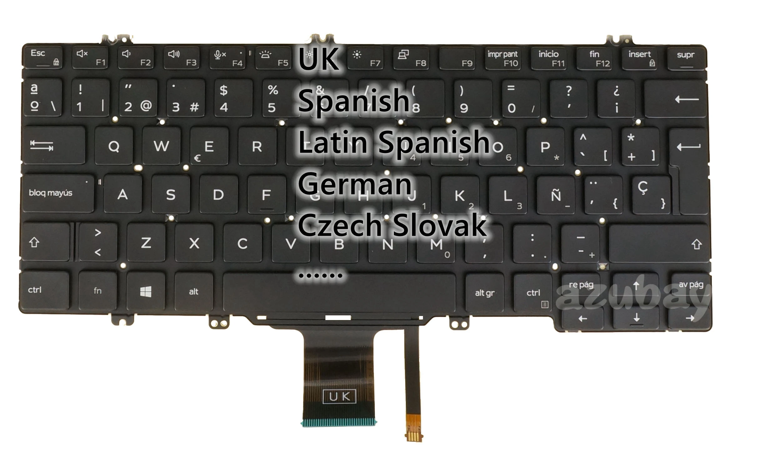Espanhol Checo Eslovaco Alemão Teclado para Dell Latitude 5310 5310 2in1 5300 em 5300 7300 Retroiluminado sem Ponteiro uk la