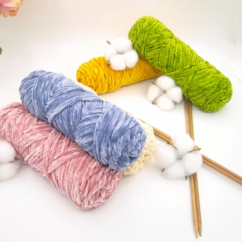 4mm Chenille Velvet Yarn Knitting Wool Thick Warm Crochet Knitting Yarns Cotton Baby Wool DIY Hand-Knitted Sweater Socks Hat 4