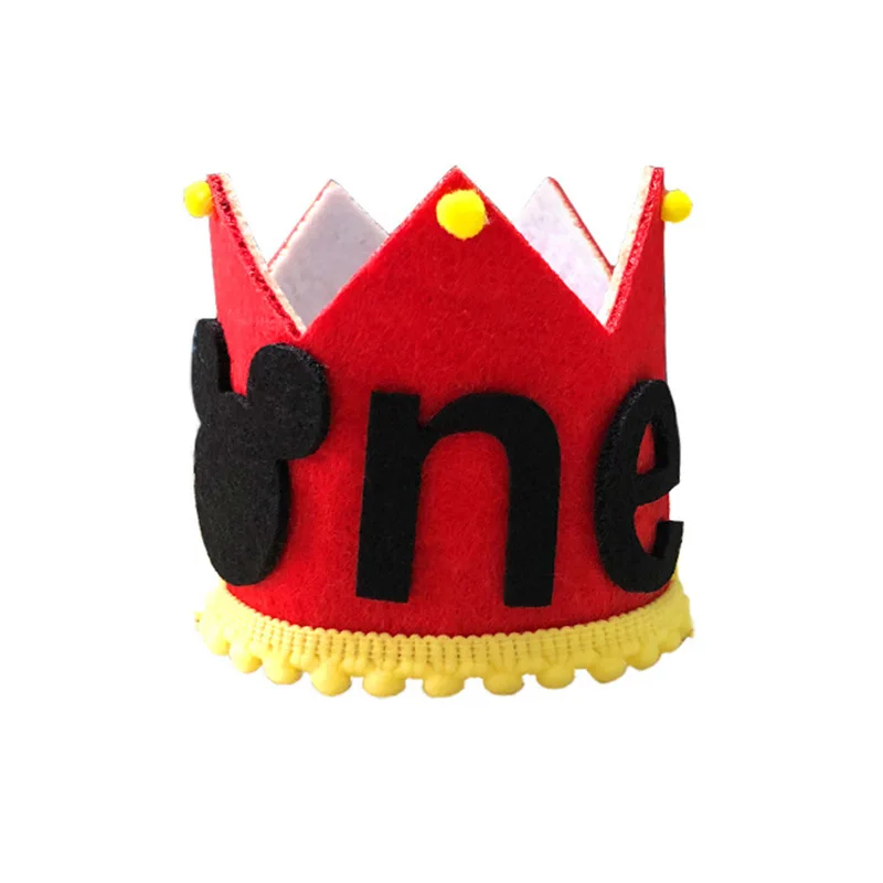 1 세  생일 미키 첫 번째 생일 파티 장식, 아이 소년 소녀 베이비 샤워 파티 장식 모자 파티 용품