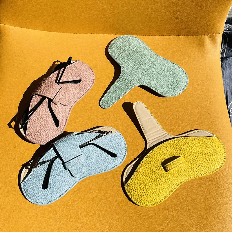 Estojo de óculos feminino couro macio saco de óculos moda portátil caixa de óculos de sol saco acessórios sólido protetor caso bolsa 3