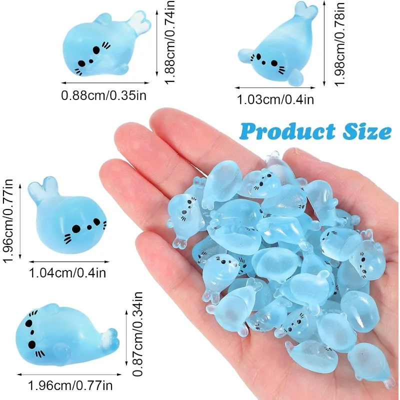 10PCS Night Light Mini Seal Statues Resin Animal Fairy Tale Garden, Aquarium, Potted Plants, Desktop Display DIY Crafts Cute