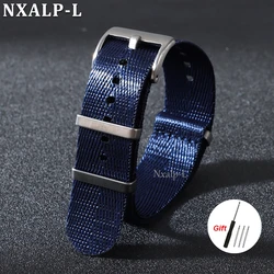 Versatile Woven Nylon Watch Strap - Military Sports Style Wristband - 22mm (Blue)