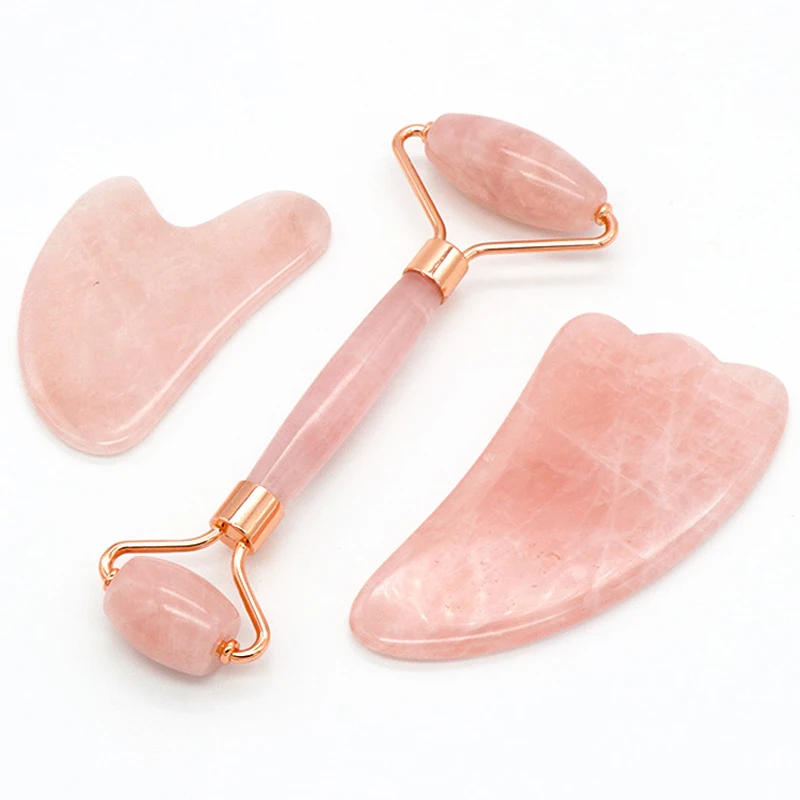 

Rose Quartz Roller Guasha Scraper Natural Stone Jade Crystal Massager Slimmer Lift Wrinkle Tool Neck Back Face Scraping Board