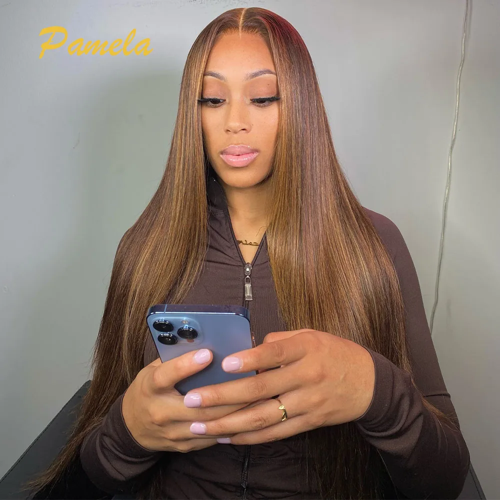 250% Density Wear and Go Glueless Wig Ombre 1B /27 Colored 13x4 Bone Straight Transparent Lace Frontal Human Hair Wigs For Women