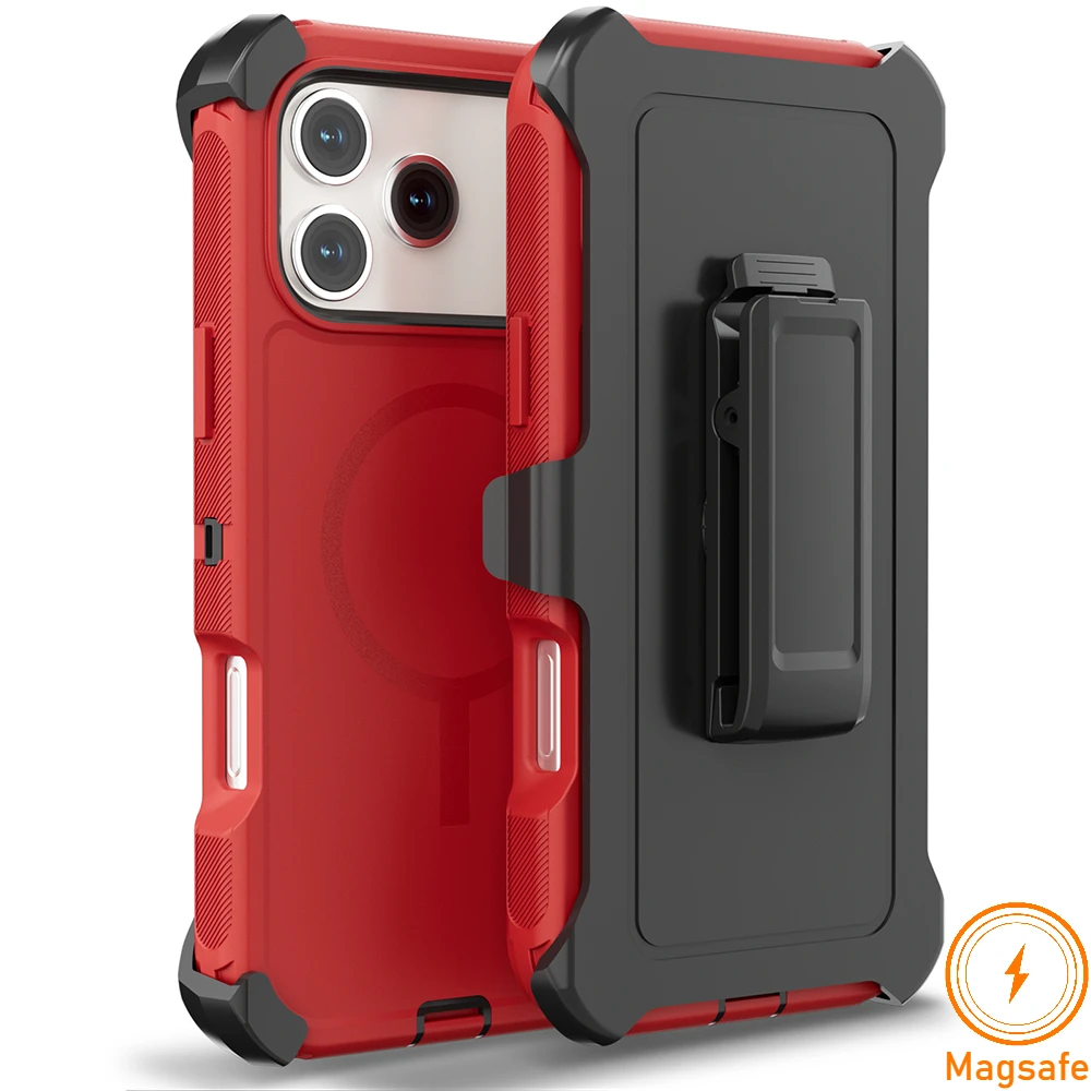 Enhanced Armor Magnetic Phone Case - Rugged Shockproof Design with Clip Cover