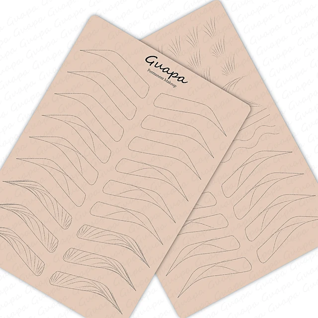1PC Asia Eyebrow Hair Stroke Pattern Pad Both Side Print Design Synthetic Skin Rubber Plate for