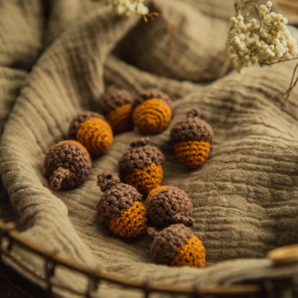 

Acorns Diy Handmade Crochet Pine Cone Keychain Knitting Knitting Pine Cone Keychain Plant Keyring Brown Green