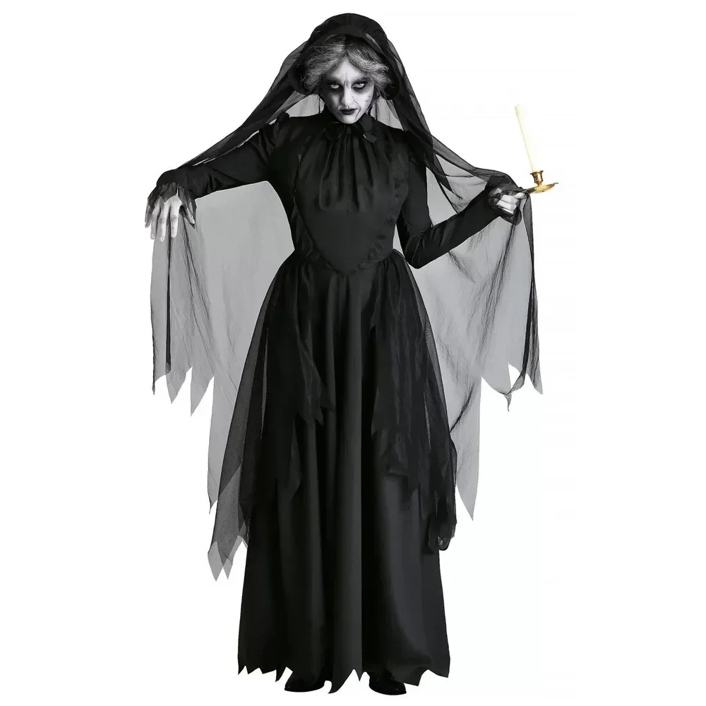 Halloween Women Zombie Ghost Bride Witch Vampire Cosplay Game Horror Demon Costume Ghost Bride Costume Black Gauze Dress