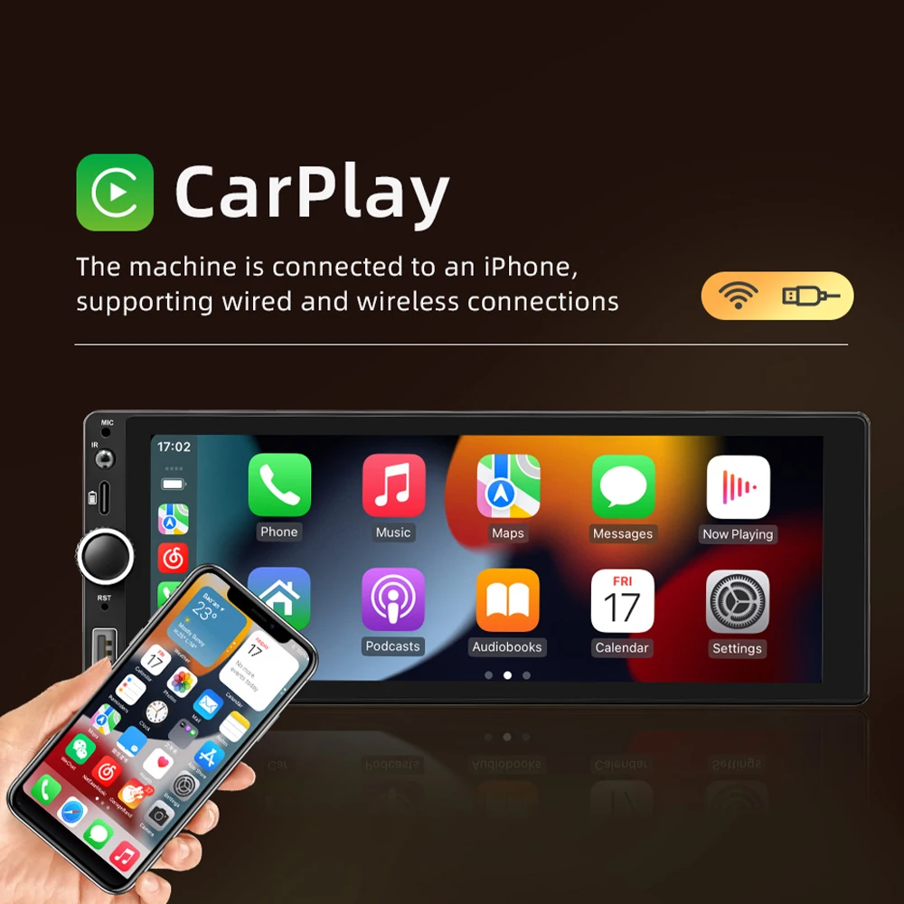 1 Din 6.86 Inch Android Car Radio Wireless CarPlay/Android Auto Wifi Bluetooth Handsfree GPS FM RDS USB IPS Screen MP5 Player 3 1 Din 6.86 Inch Android Car Radio Wireless CarPlay/Android Auto Wifi Bluetooth Handsfree GPS FM RDS USB IPS Screen MP5 Player - Image 3