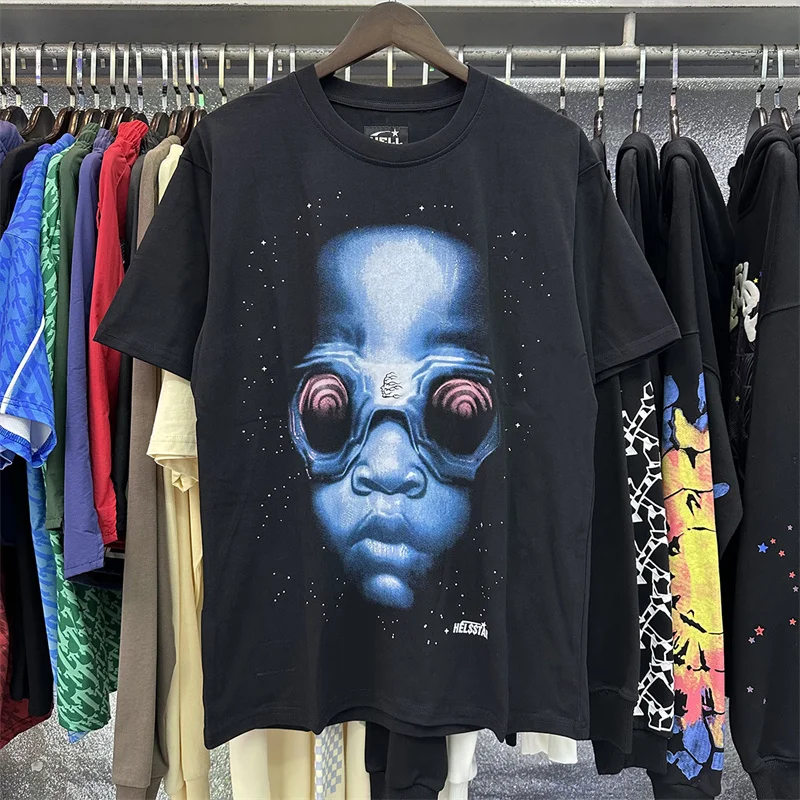 

Футболка Hellstar Мужская/женская с винтажным принтом, уличная одежда в стиле хип-хоп, Свободная Повседневная рубашка с коротким рукавом