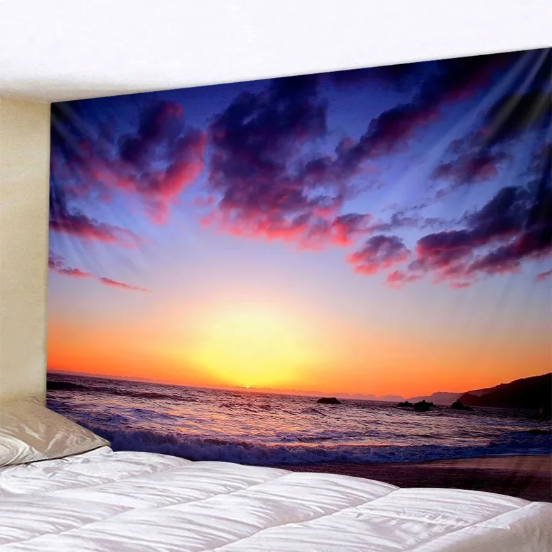 Blue sky and white clouds tapestry wall hanging hippie room background cloth boho home decor beach mat yoga mat sofa bed sheet