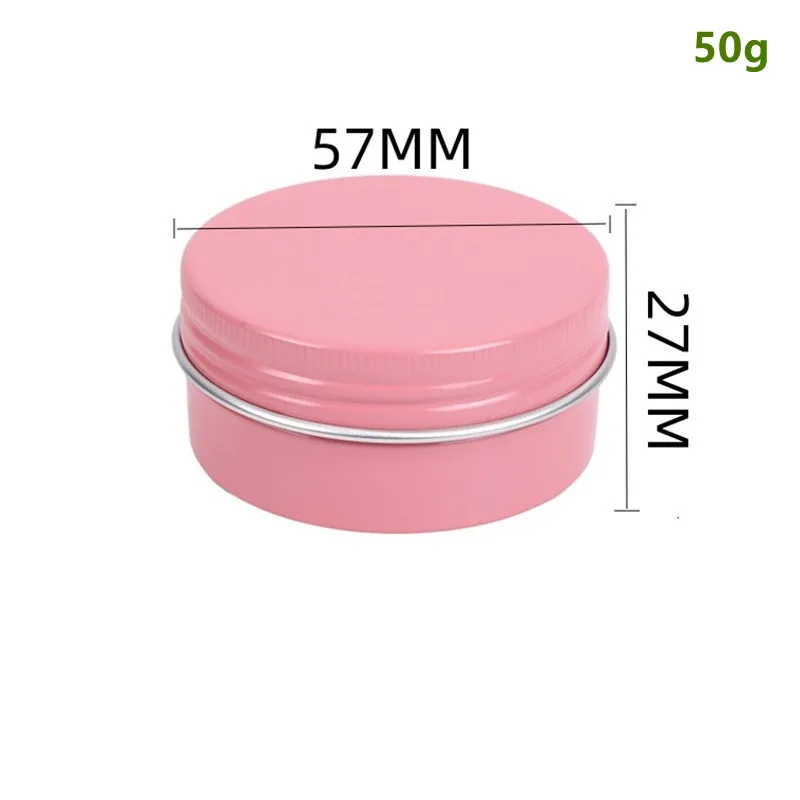 

100pcs Pink Portable Aluminum Tin Jar with Screw Lid 50ml/1.76oz Round Refillable Containers for Cosmetic,Lip Balm