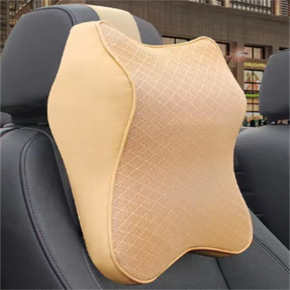 1PCS Car Headrest Neck Pillow Mesh Fabric Car Neck Headrest Pillow Seat Head Support Cushion Memory Foam Cotton Auto Parts