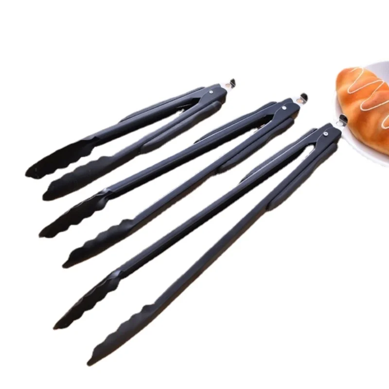 9/12/14Inch Silicone BBQ Grilling Tong Salad Bread Serving Non-Stick Kitchen Barbecue Cooking Food Clip