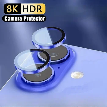 Protezione per fotocamera in metallo alluminio con anello per iPhone 17 17Air, copertura in vetro temperato per obiettivo posteriore per iPhone 16 16Plus, tappo protettivo per obiettivo