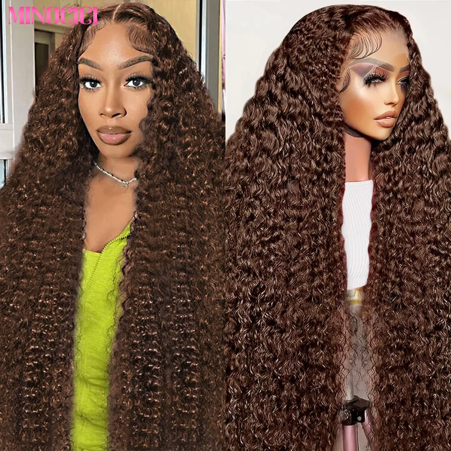 30 pouces chocolat brun vague profonde dentelle avant perruques cheveux humains bouclés 200 densité 13x6 HD dentelle frontale perruque perruque de cheveux humains pour les femmes 1 30 pouces chocolat brun vague profonde dentelle avant perruques cheveux humains bouclés 200 densité 13x6 HD dentelle frontale perruque perruque de cheveux humains pour les femmes 1