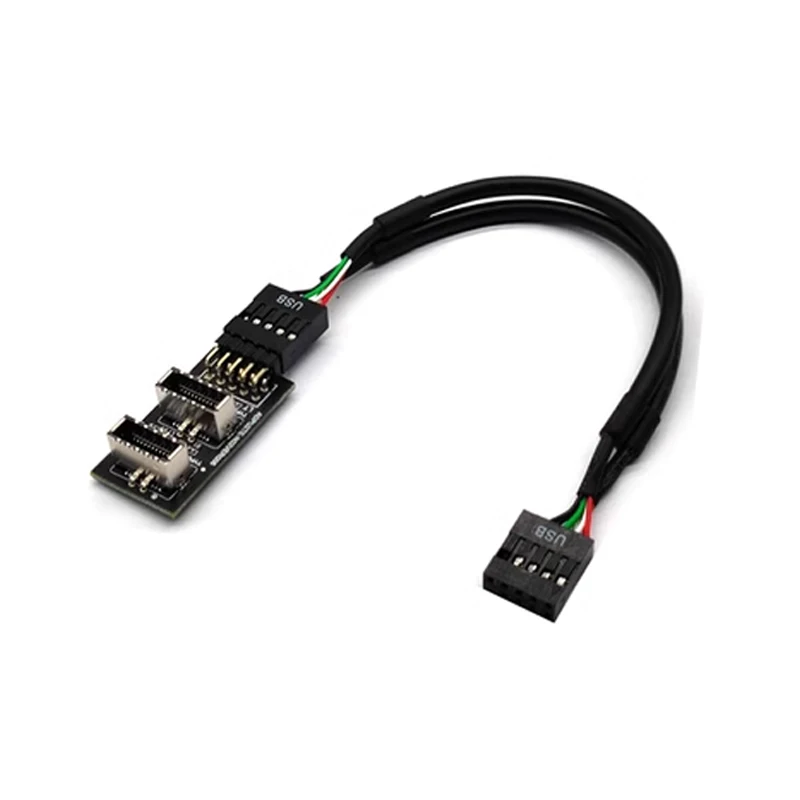 

9Pin to 2-Port Dual USB 3.1 Socket Key-A Type-E 2.0 Mainboard Header Male Cable Extension Adapter