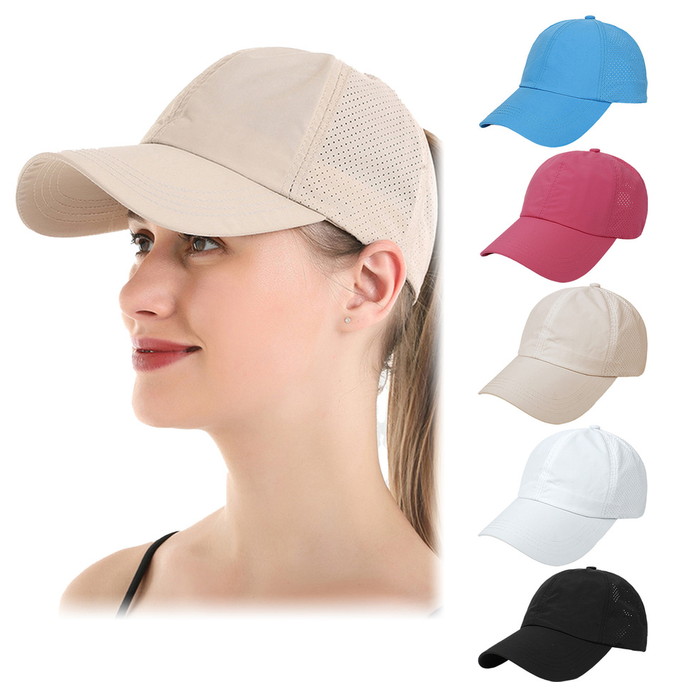 In Summer, Tongue Cap Female Mesh Breathable Quick-drying Sun Protection Hat Keeps Cool And Adjustable Thin Ponytail Hat.