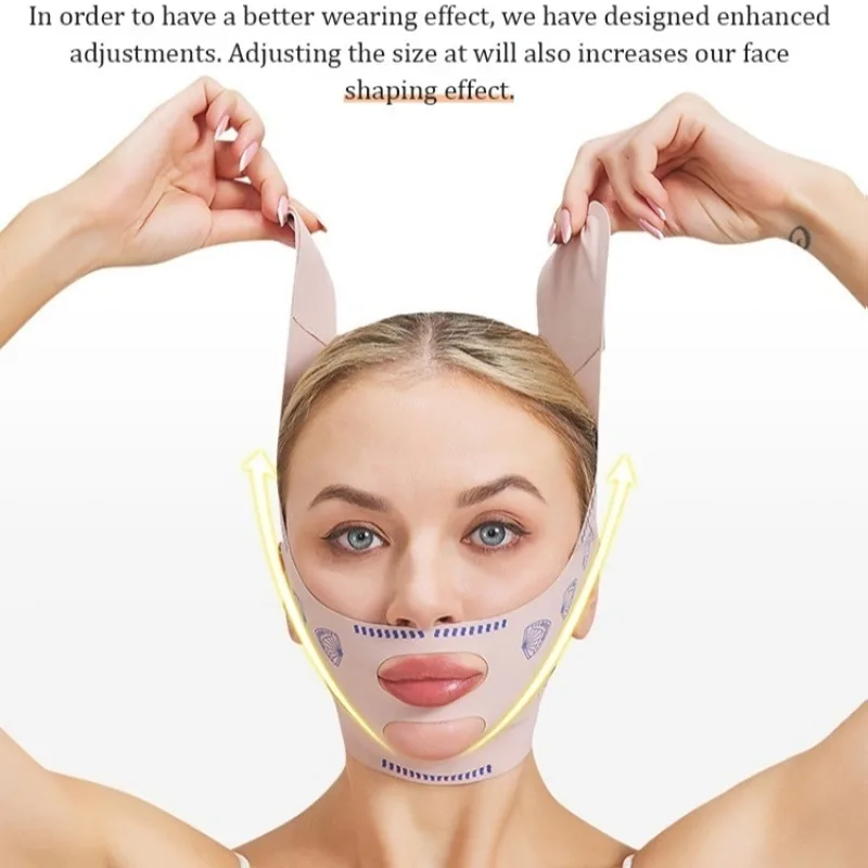 Elastic V Shaped Mask Strap Double Press Face Sculpting Mask Double-Chin Reducer Face Slimming Bandage Jawline Lift Devices