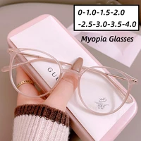 Dame à la mode fini myopie lunettes femmes cadre rond bleu lumière bloquant lunettes hommes unisexe rétro moins dioptrie lunettes 1